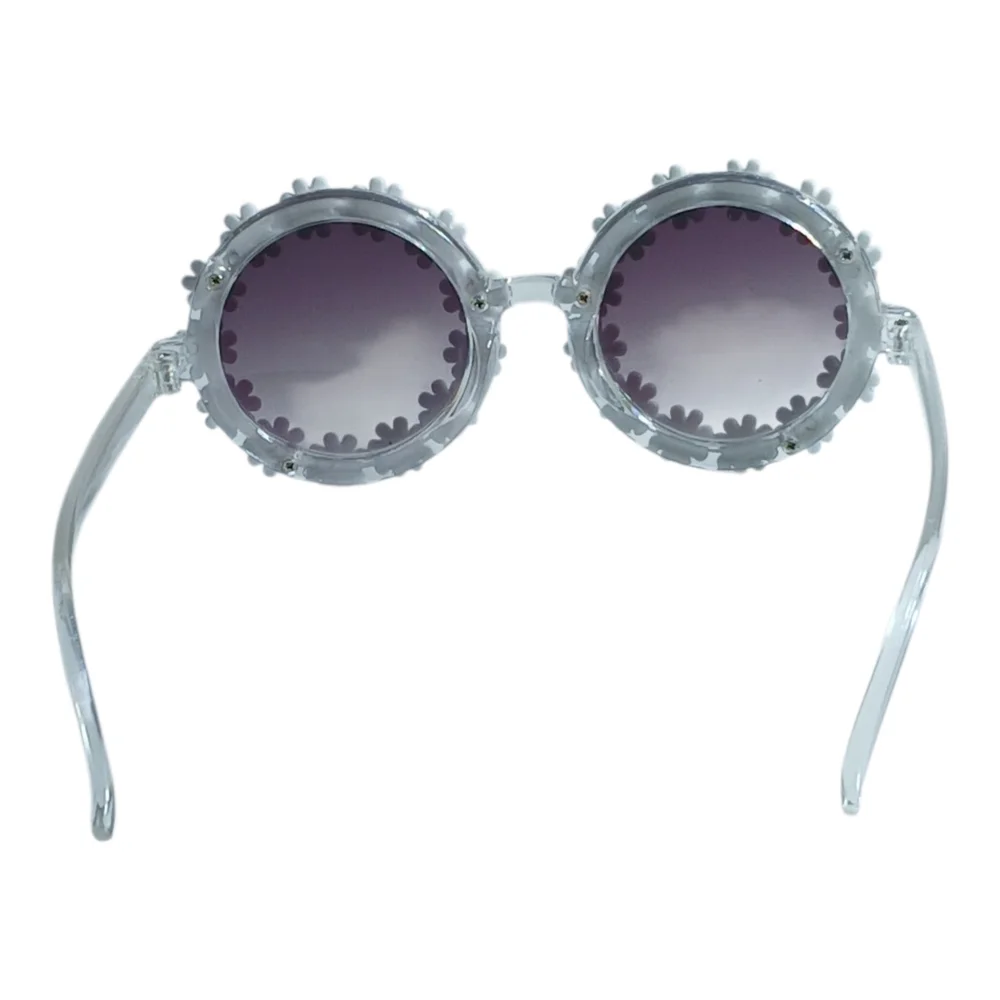 Daisy Frame Kids Sunglasses - Clear Frame with Purple Lenses